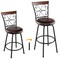 2 Pieces 24-Inch Adjustable PU Cushioned Swivel Barstools with 4 Additional Leg Tubes